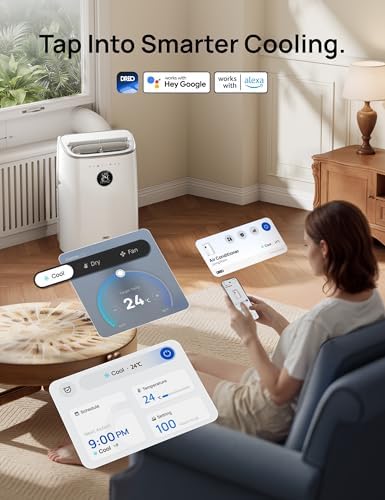 12000 BTU Portable Air Conditioner, 3-in-1 Cooling, Fan & Dehumidifier, Smart App, Voice & Remote Control, Universal Window Kit